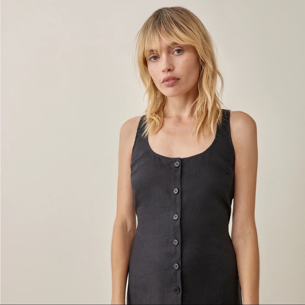 Reformation Charcoal Button-Front Midi Dress - Picture 2 of 12